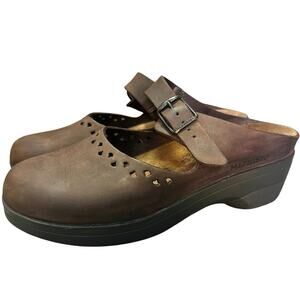 Mephisto Mobils Sabatina Brown Leather Mary Jane Clogs Earthy Witch Boho Granola